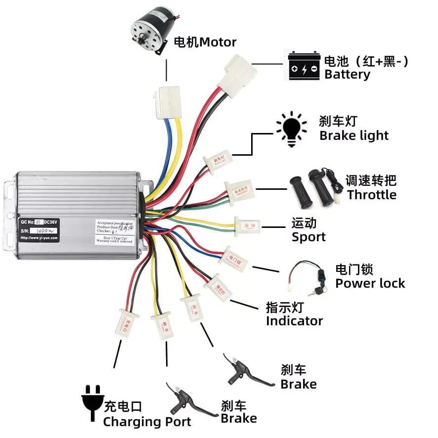 36V 1000W E-Bike Brushed Motor Speed Controller For Electric Bike Scooter ，Brush Motor Speed Controller 30A DC for Bicycle Part