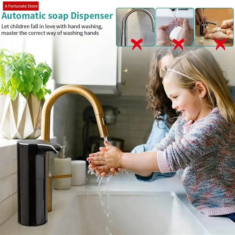 Dispenser di sapone in schiuma 2X automatico - Dispenser di sapone touchless Dispenser di sapone elettrico ricaricabile USB 450ML Nero-A78G