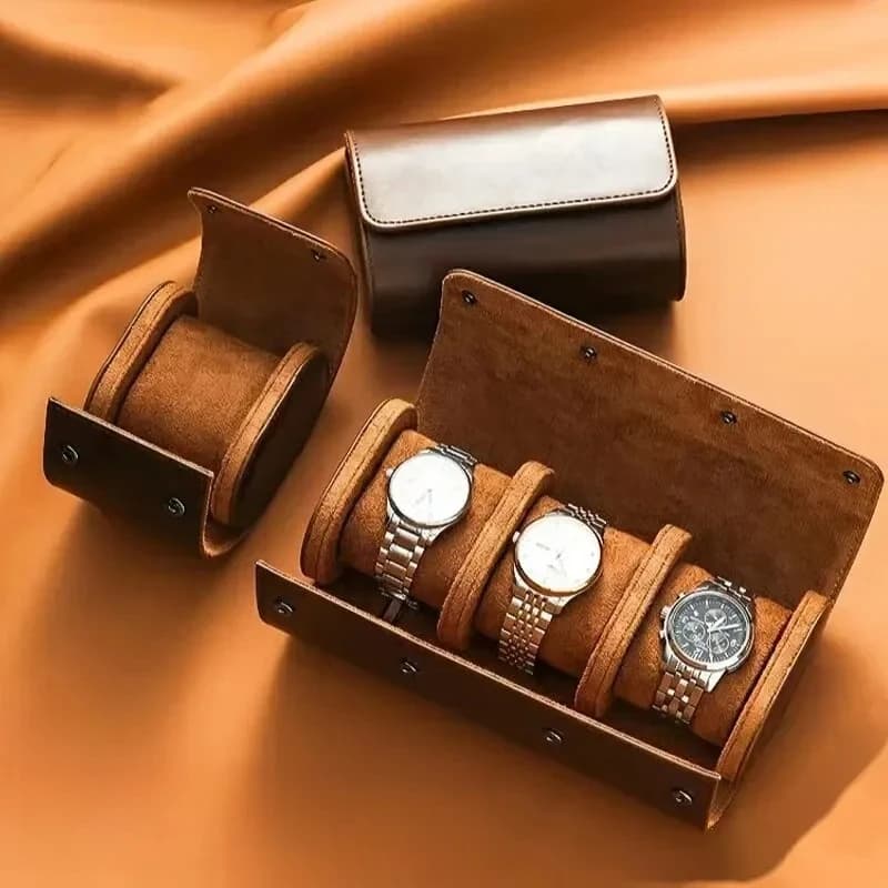 Watch Roll Travel Case - 3 Watch Storage and Organizer-Secure Storage with Innovative Removable Pillows & Solid Watch Organizer
