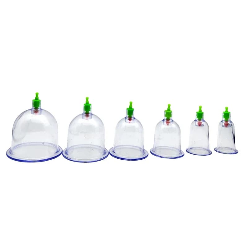 Set of 6 Pairs for Massage, Anti-cellulite and Detoxifying Therapy, with Vacuum Gun and Back Massage Covers