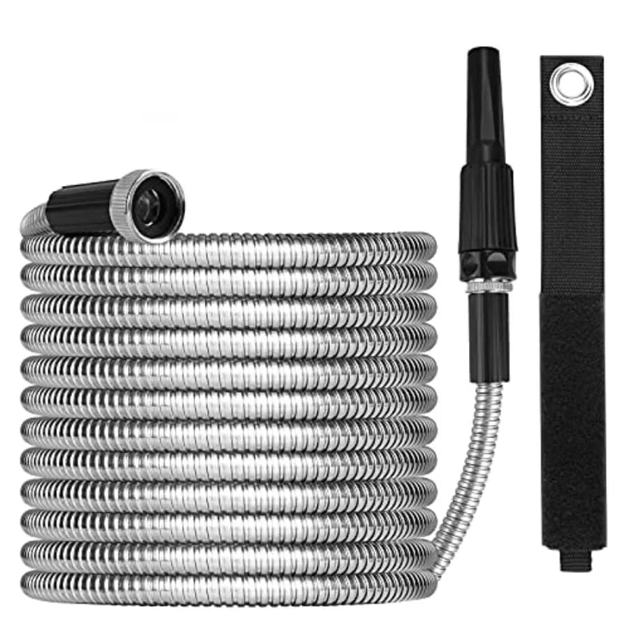 75ft Garden Hose Made by Metal with Super Tough and Soft Water Hose, Household Stainless Steel Hose, Mighty Garden Hose with Ad
