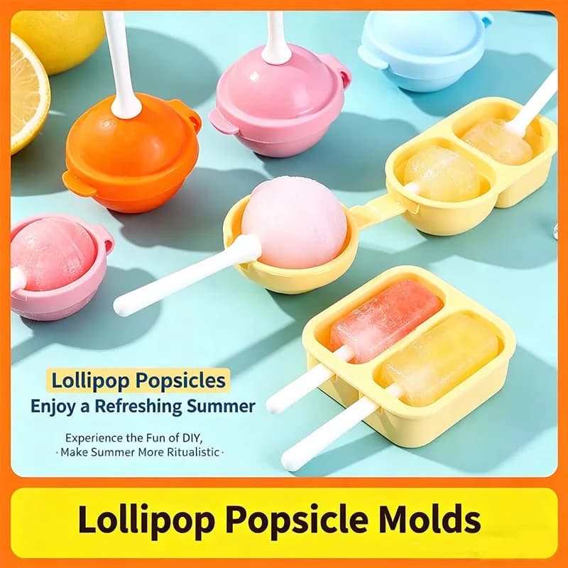 Set di 4 Stampi in Silicone per Gelato, Forme per Ghiaccioli e Palline di Ghiaccio Riutilizzabili per Uso Domestico