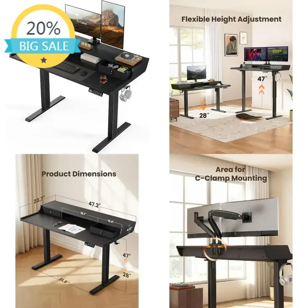 Bestseller Scrivania Elettrica Regolabile in Altezza con Spazio di Archiviazione, 122 x 61 cm per Gaming e Ufficio Domestico