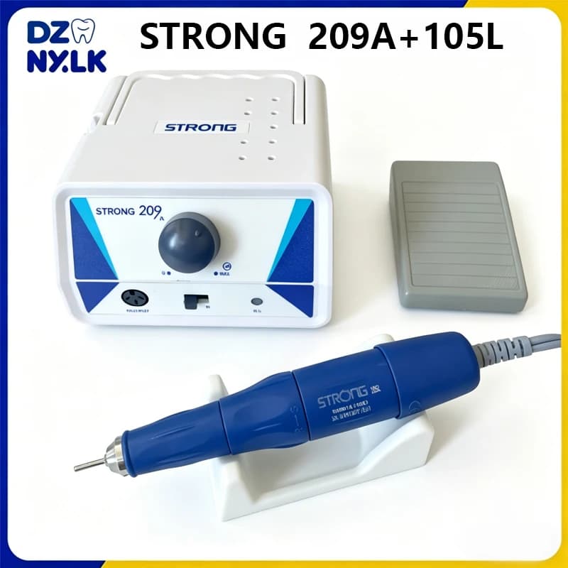 Micromotore Dentale STRONG 209A 65W ad Alta Velocità con Manipolo a Velocità Regolabile 105L 35000RPM per Lucidatura Unghie e Dentale