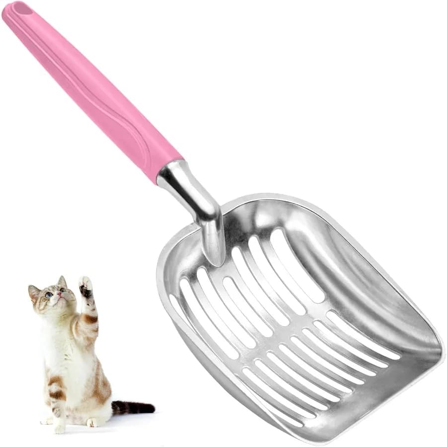 Paletta per lettiera per gatti Paletta per gatti in metallo Manico in plastica Paletta Pala per punture per Natale Paletta per lettiera in lega di alluminio resistente con