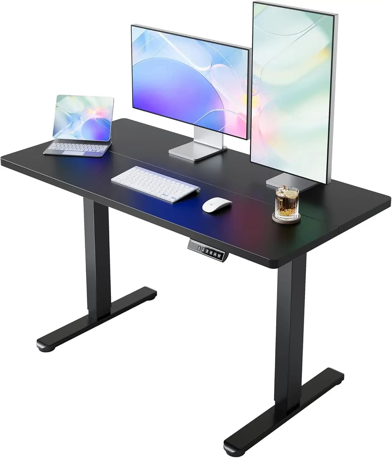 48" x 24" Electric Standing Desk Adjustable Height, 4 Memory Height Settings, Headphone Hook, Cable Manager, Sit Stand Up Desk f