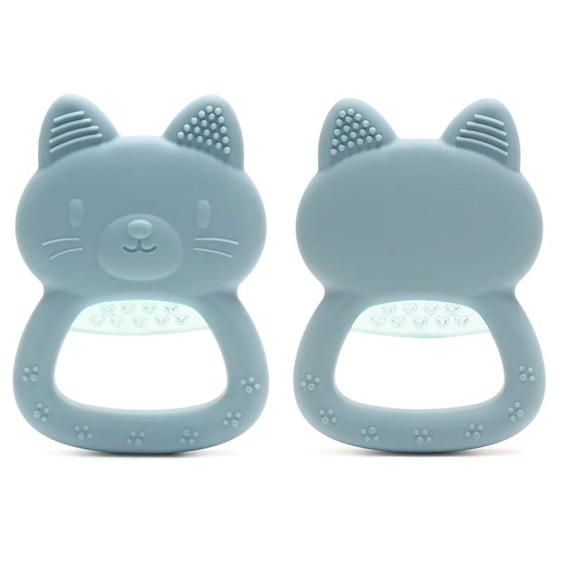 Massaggiagengive in silicone per neonati: simpatico giocattolo da masticare a forma di gatto, sicuro per neonati e bambini piccoli, congelabile e lenitivo