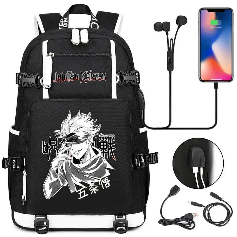 2026 Anime Jujutsu Kaisen Teenager School Multifunction USB Charging Men Women Travel Laptop Bag Backpack Mochi