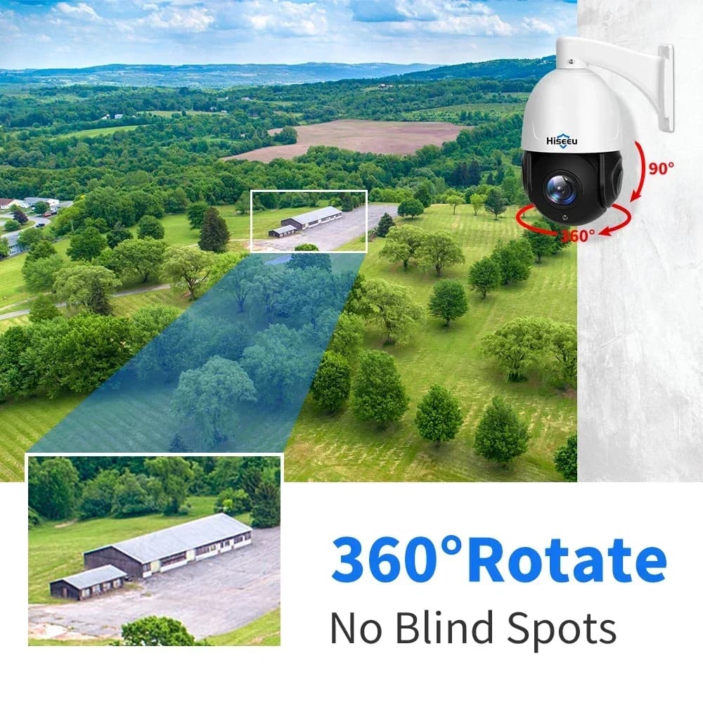 Telecamera PTZ IP66 4K 8MP PoE per Esterni con Zoom Ottico 30X, Visione Notturna HD e Sistema Icsee
