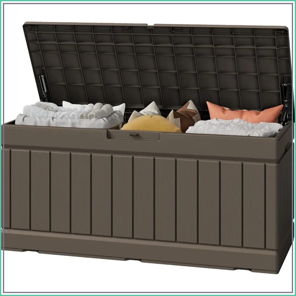 82 Gallon Outdoor Storage Box with Lid for Patio Furniture, Garden Tools, Pool Supplies, Waterproof & UV Resistant, Lockable