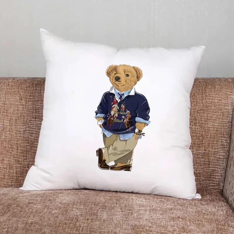 VIKAMA Bear shaped pillow case, soft plush lining with adorable animal theme, bedroom decoration, living room, sofa, car, office