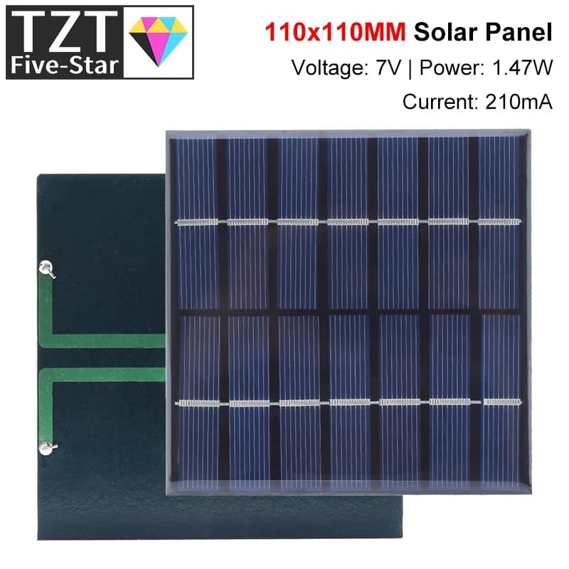 TZT 1/3PCS 7V 210mA 1.47W Pannello Solare Policristallino 110*110MM Mini Sunpower Sistema Solare FAI DA TE Per Batteria Caricatore Del Telefono Cellulare