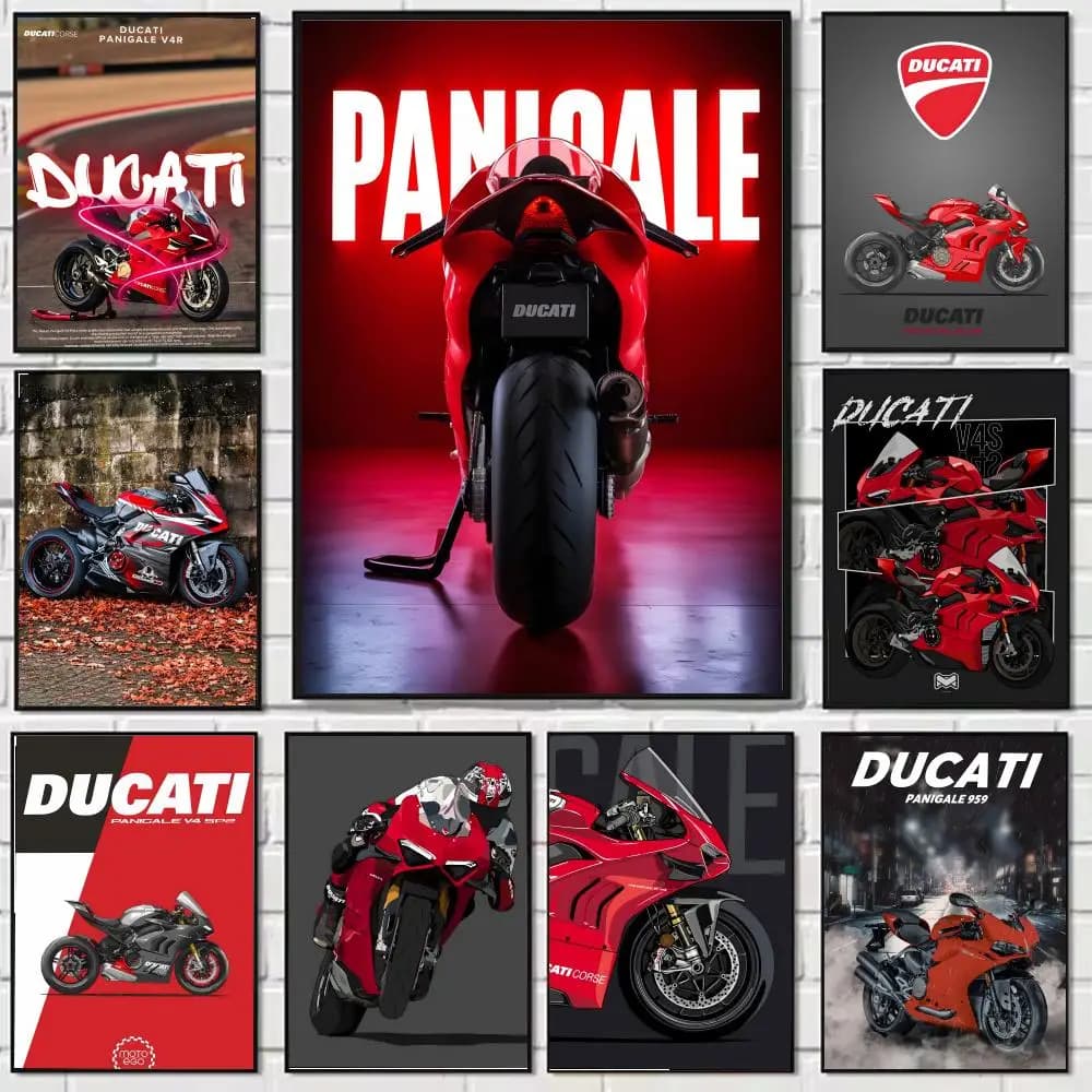 COOL DUCATI Motorcycle Painting Calligraphy Canvas Poster: Crease Free Waterproof Durable All Space Wall Decor