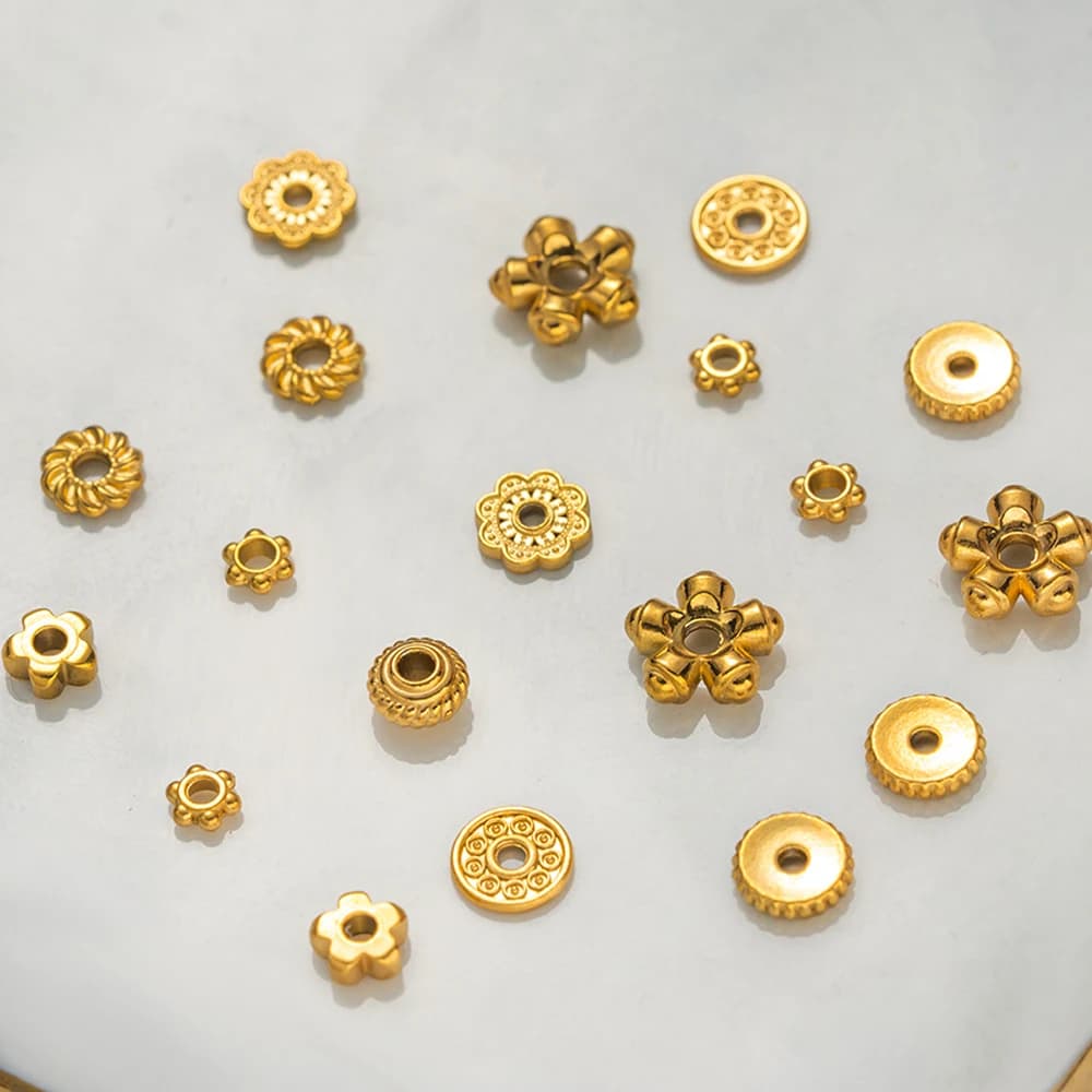 20 pezzi di tappi per perline in acciaio inossidabile placcato oro, a forma di tazza di fiore, per gioielli, orecchini, bracciali, collane, risultati