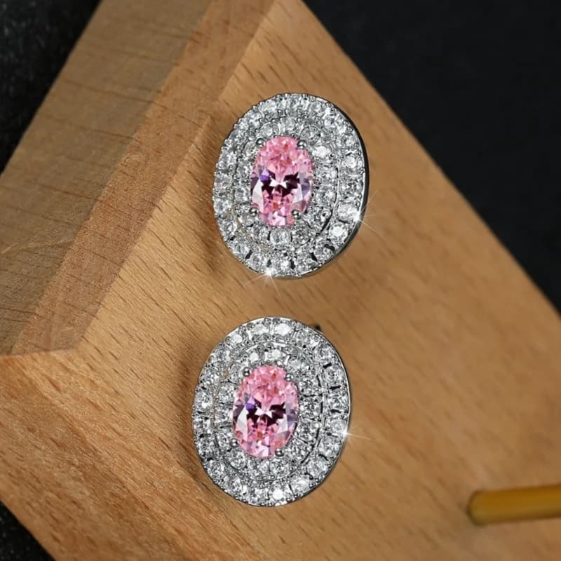 Squisiti e versatili Orecchini da fata super scintillanti di nicchia di fascia alta con design ovale in zirconi intarsiati e accessori coordinati