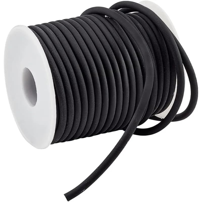 1 rotolo da 15 m cavo in gomma solida 4 mm corda in plastica bianca nera cavo per tubi in gomma cavo elastico rotondo creazione di perline