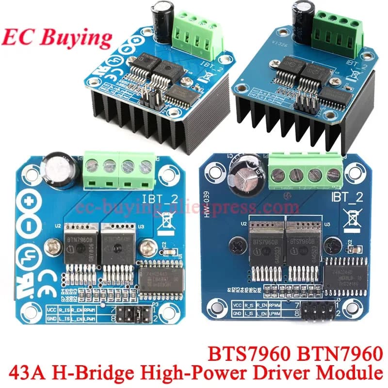 Doppio modulo driver motore ad alta potenza BTS7960/BTN7960 43A H-bridge / controller scheda DC diagnostica corrente per auto intelligente fai da te 7 V-12 V