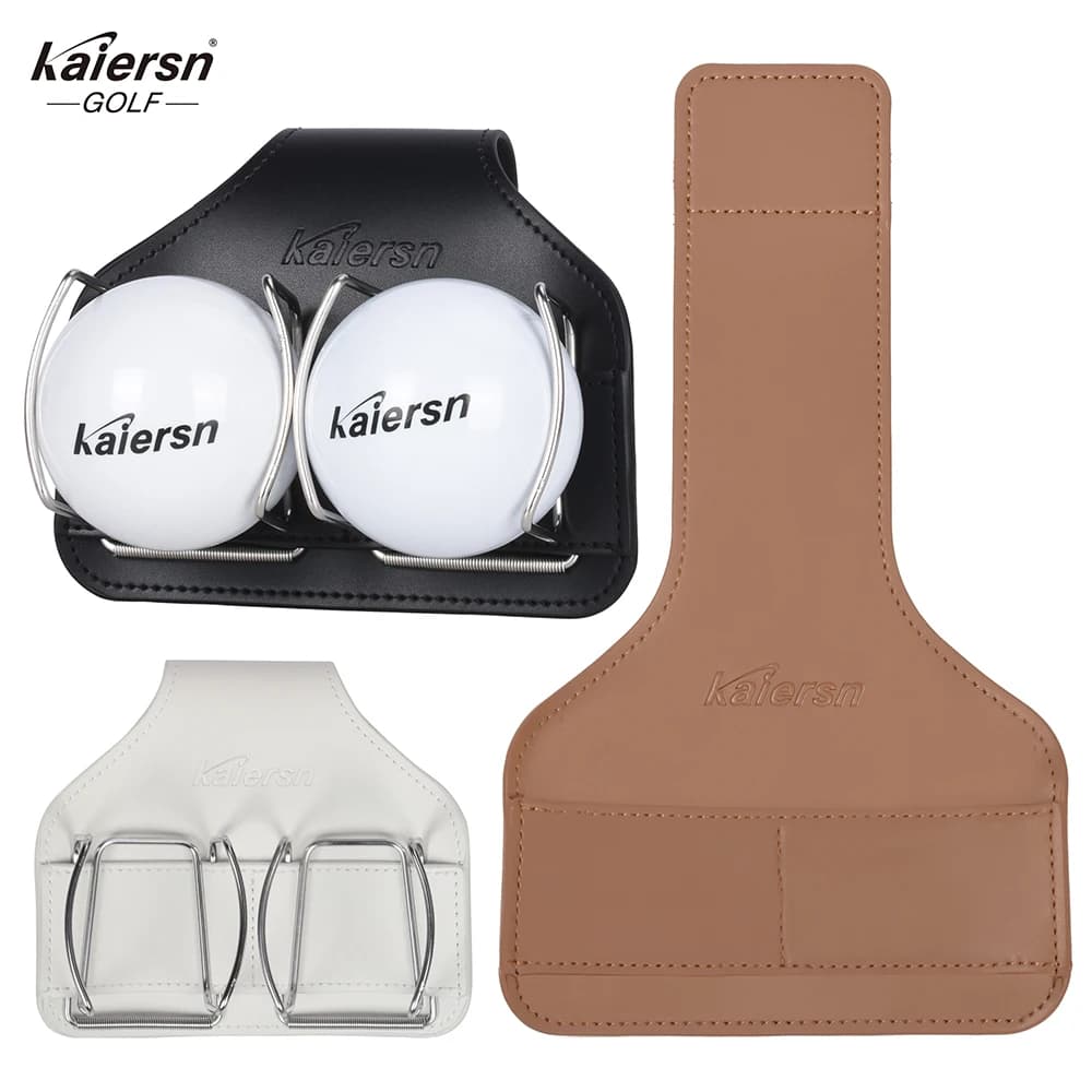 PU Leather Golf Waist Bag with Dual Ball Clip, Lightweight Portable Golf Pouch, 3 Colors Available