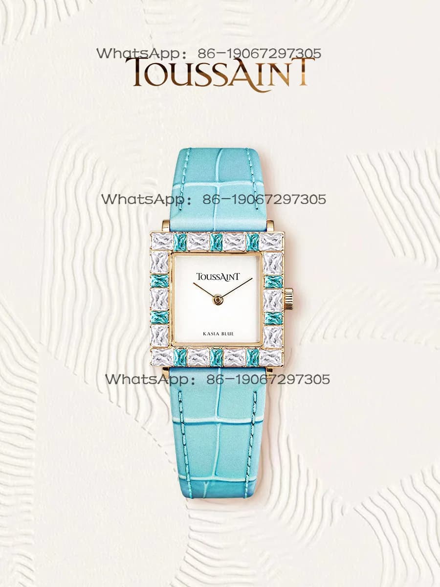 Orologio grande Toussaint serie Sugar Cube Kasia Small Blue Diamond, regalo per ragazze