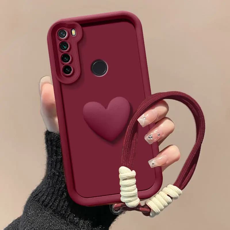 For Xiaomi Redmi Note 8 Case Xiaomi Redmi note8 Phone Case Full Package Matte Anti Drop Soft Love Heart Hnad Strap Back Cover