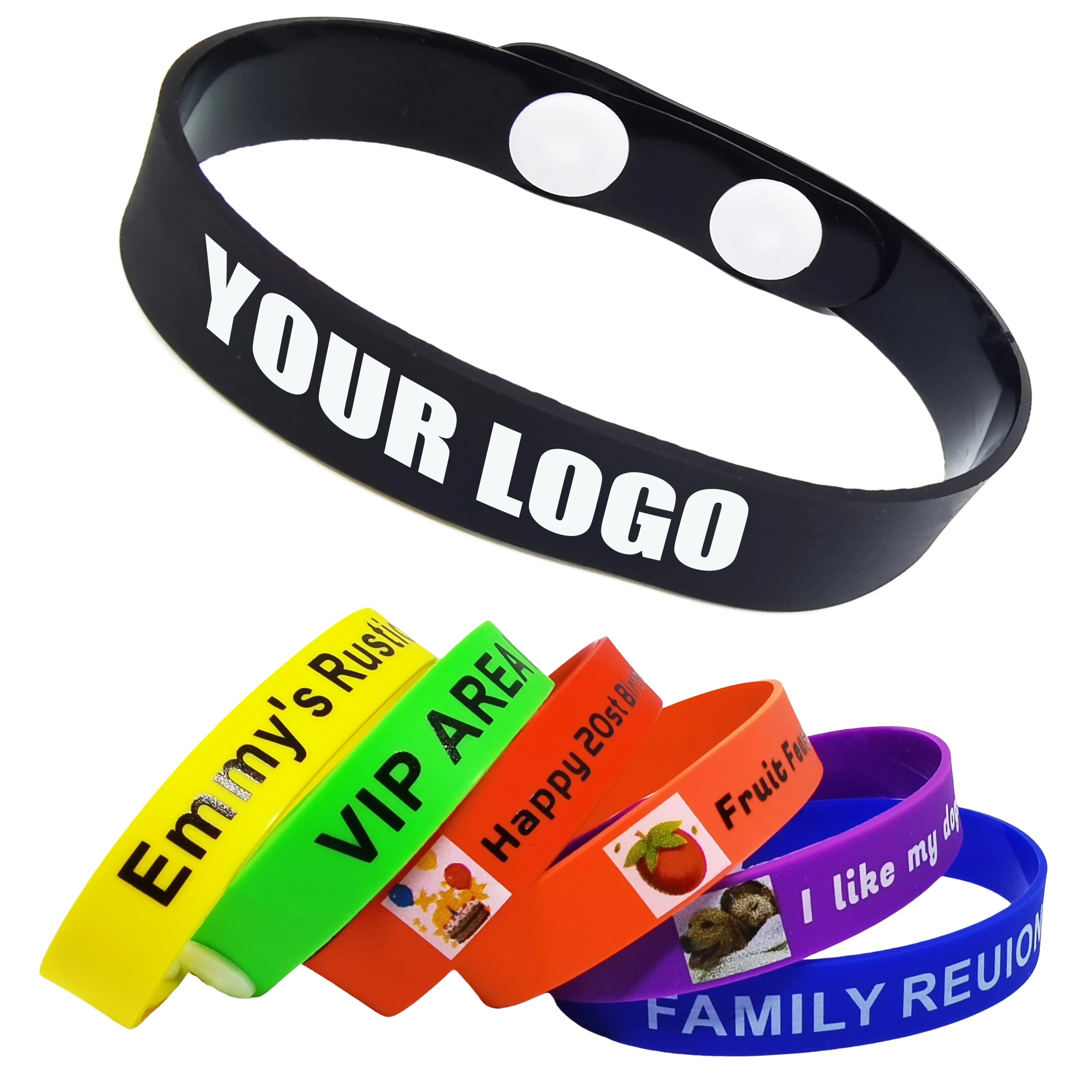 Braccialetti personalizzati regolabili Bracciale in gomma personalizzato da 2/10/20/50 ct per motivazione, bomboniere, compleanni, eventi fai da te
