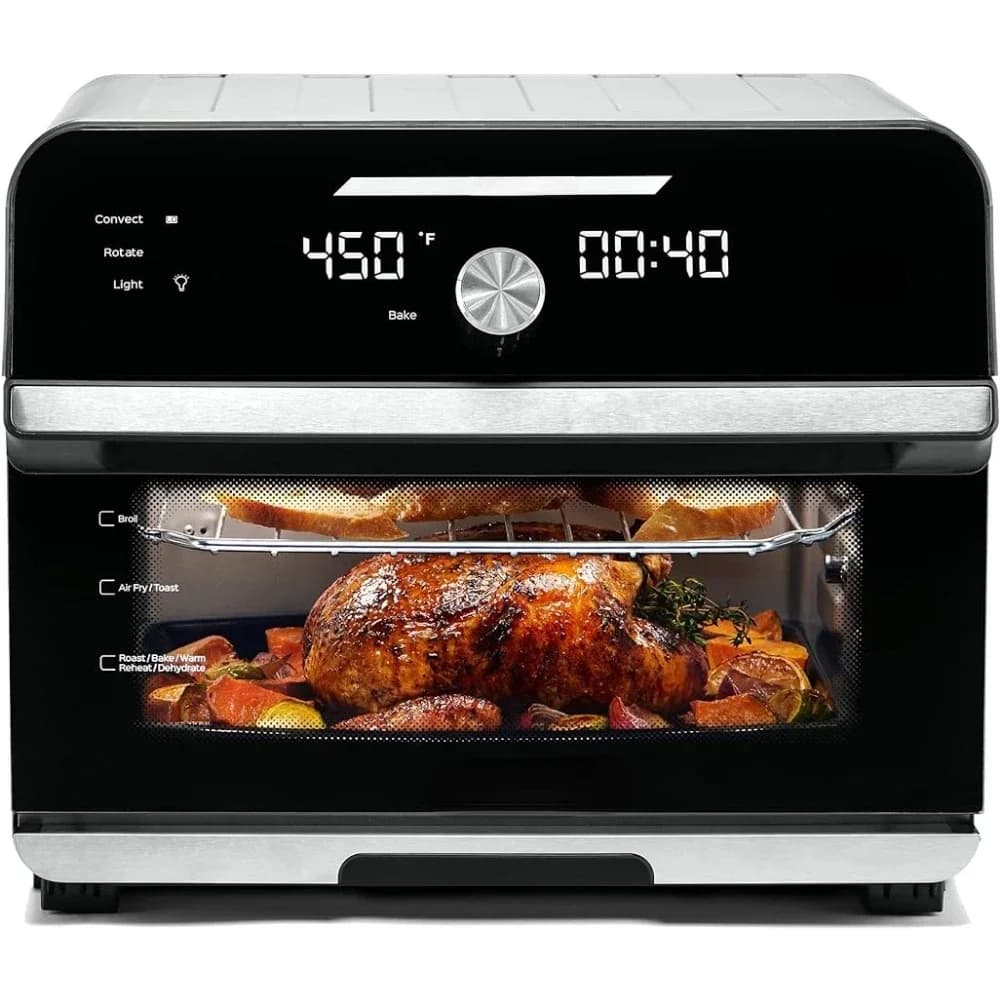 Plus 19QT/18L Toaster Oven Air Fryer, 10-in-1 Functions, Fits 12" Pizza, Crisp, Broil, Bake, Roast, Toast, Warm