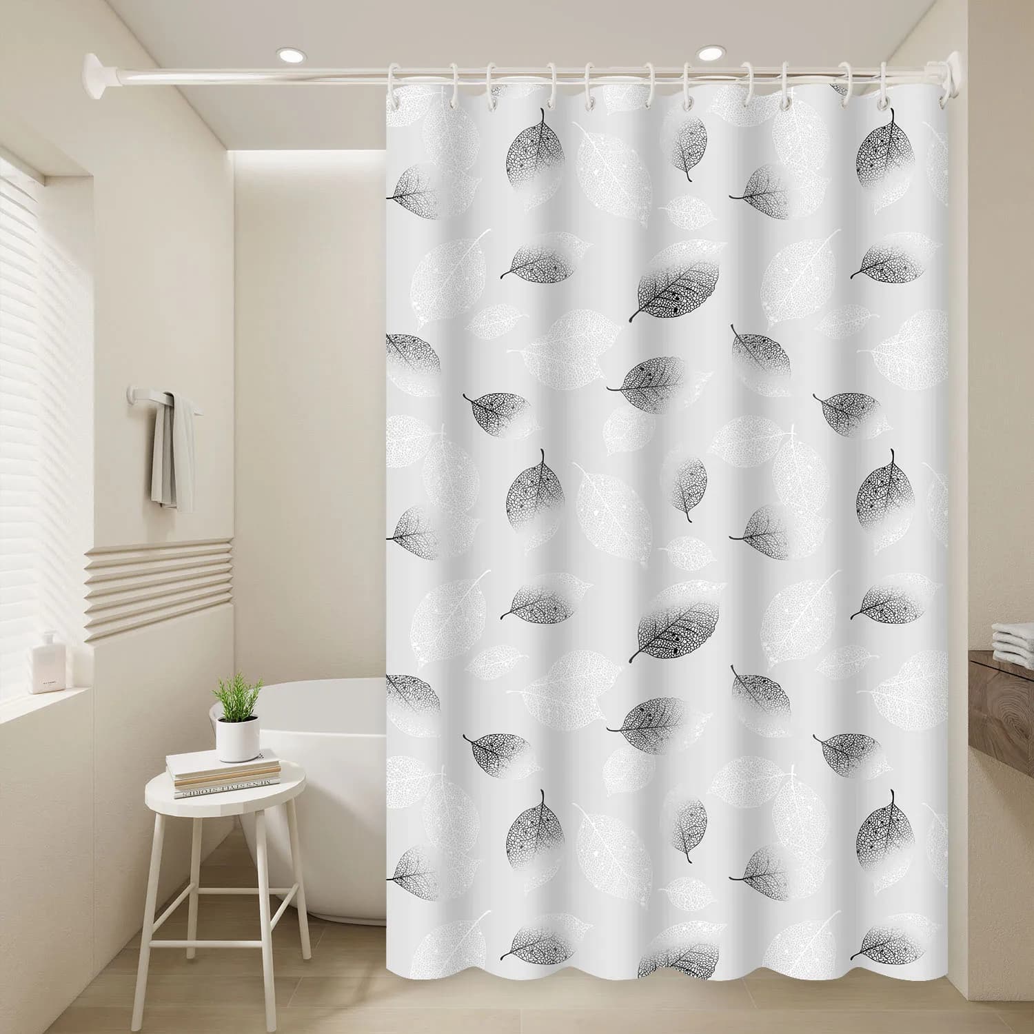 1 pezzo di foglie verdi fresche Tenda da doccia popolare Decorazione da bagno botanica PEVA impermeabile