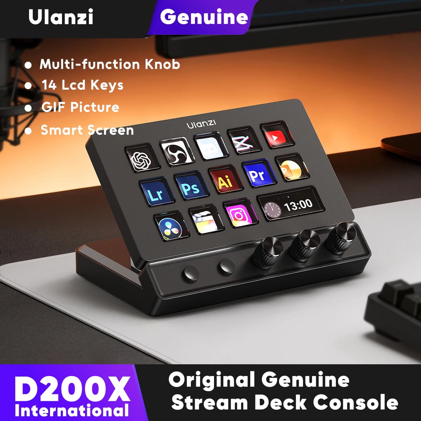 D200X Stream Deck: Console Visiva, Tastiera Macro, Macropad, Keypad per Live Streaming e Creazione Contenuti (Ufficio, Live Stream)