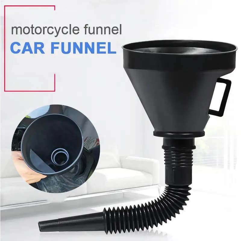 Set di Imbuti per Olio Moto, Imbuto a Bocca Larga con Collo Lungo Flessibile Staccabile, Filtro Universale, Attrezzi Automobilistici per