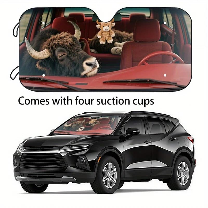 1 parasole per auto divertente con design per veicoli SUV - Protezione UV e parasole per parabrezza rinfrescante, parasole pieghevole per auto, SUV, Tr
