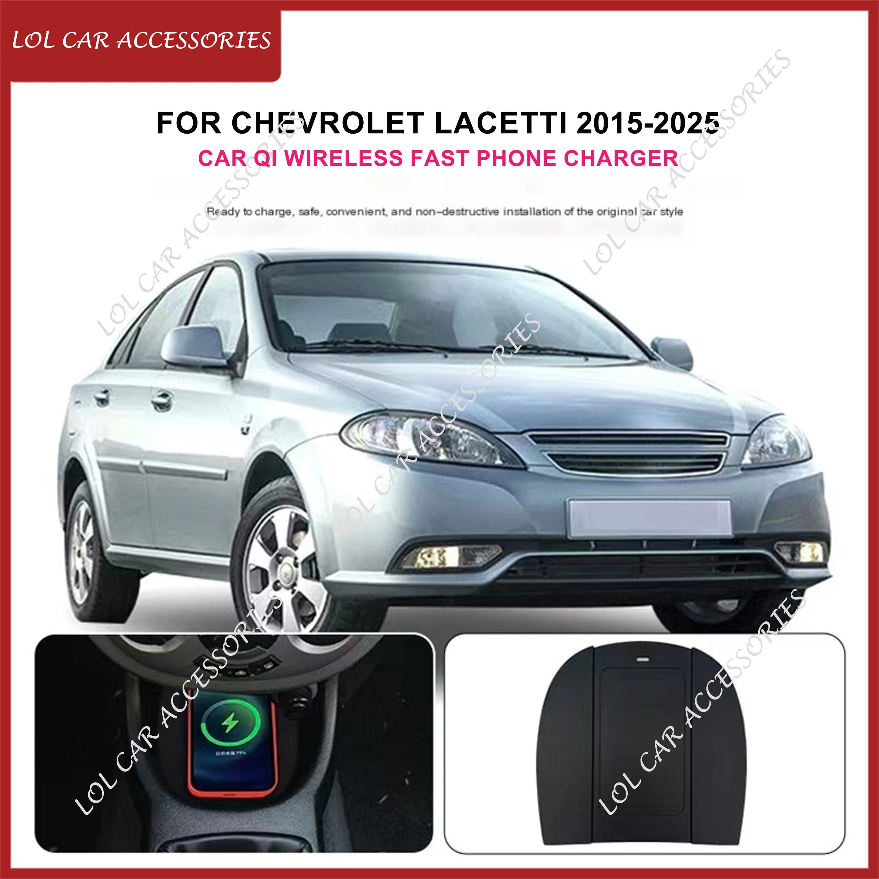 Per Chevrolet Lacetti 2015-2025 15W Auto QI Pannello di Ricarica Senza Fili Veloce Supporto Della Piastra Del Caricatore Del Telefono