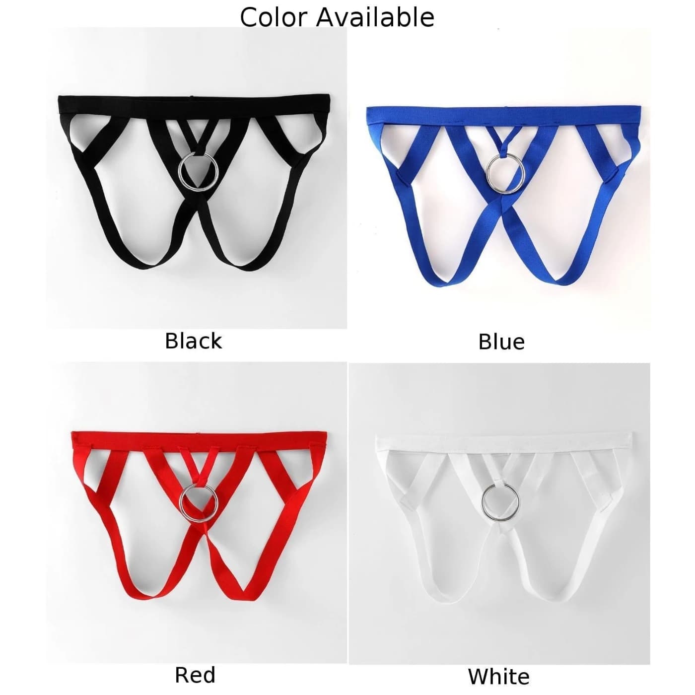 Mens Black White Color G-String For Man Lingerie Crotchless Cock Ring Underwear Thongs O-Ring Hole Exotic Panties