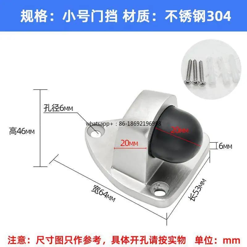 Anti-collision Door Stop Stopper 304 Stainless Steel Triangular Rubber Touch Suction Block Top