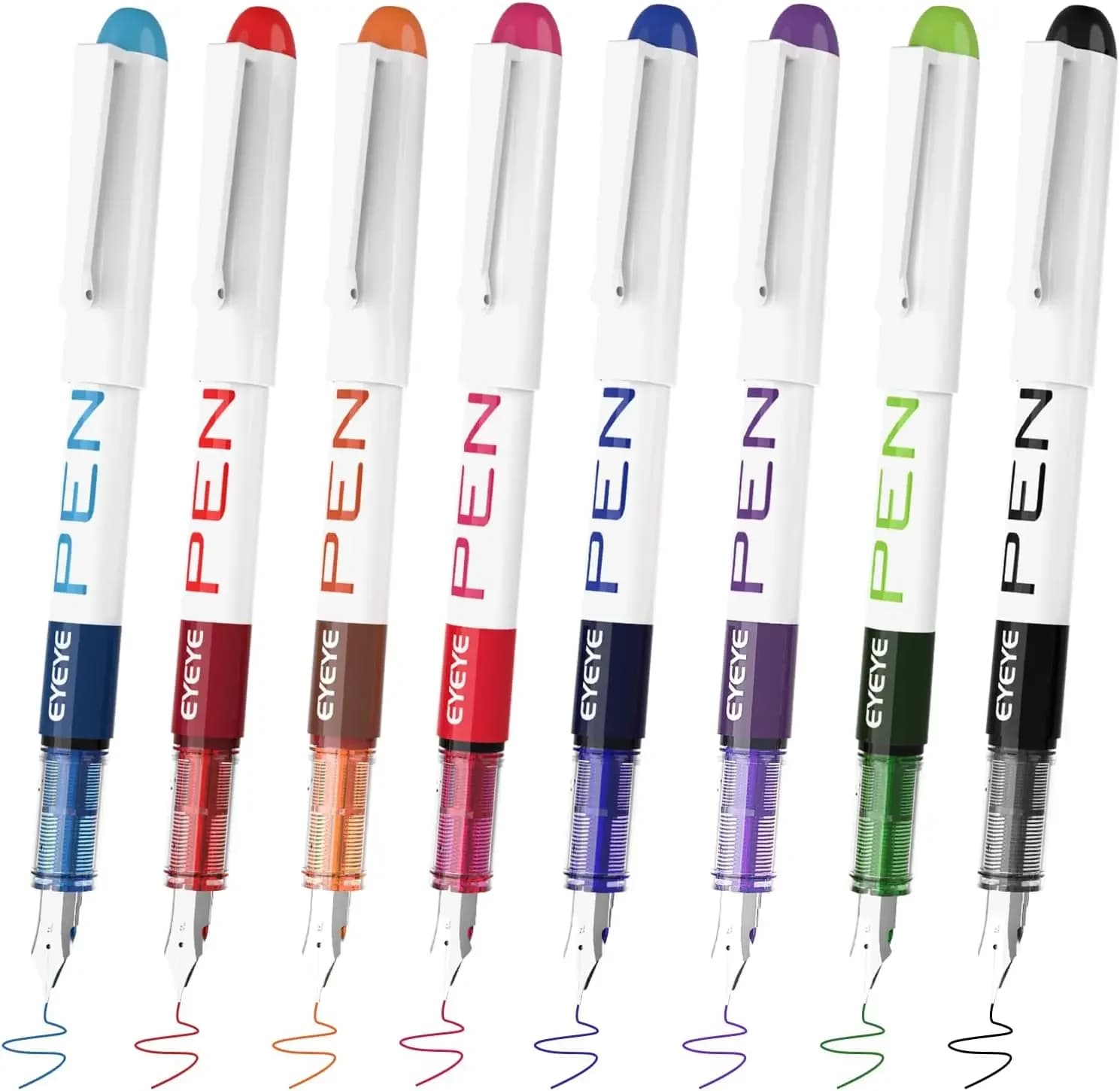 Straight Liquid Fountain Pens，Disposable Fountain Pens, for WritingQuick-Drying Ink Pen, Smooth-Writing Multicolor Art Supplies