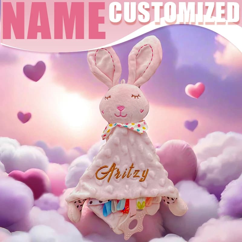 Copertina di Sicurezza per Neonati Personalizzata - Coperta in Cotone Biologico con Massaggiagengive in Silicone, Perfetta come Regalo per Baby Shower
