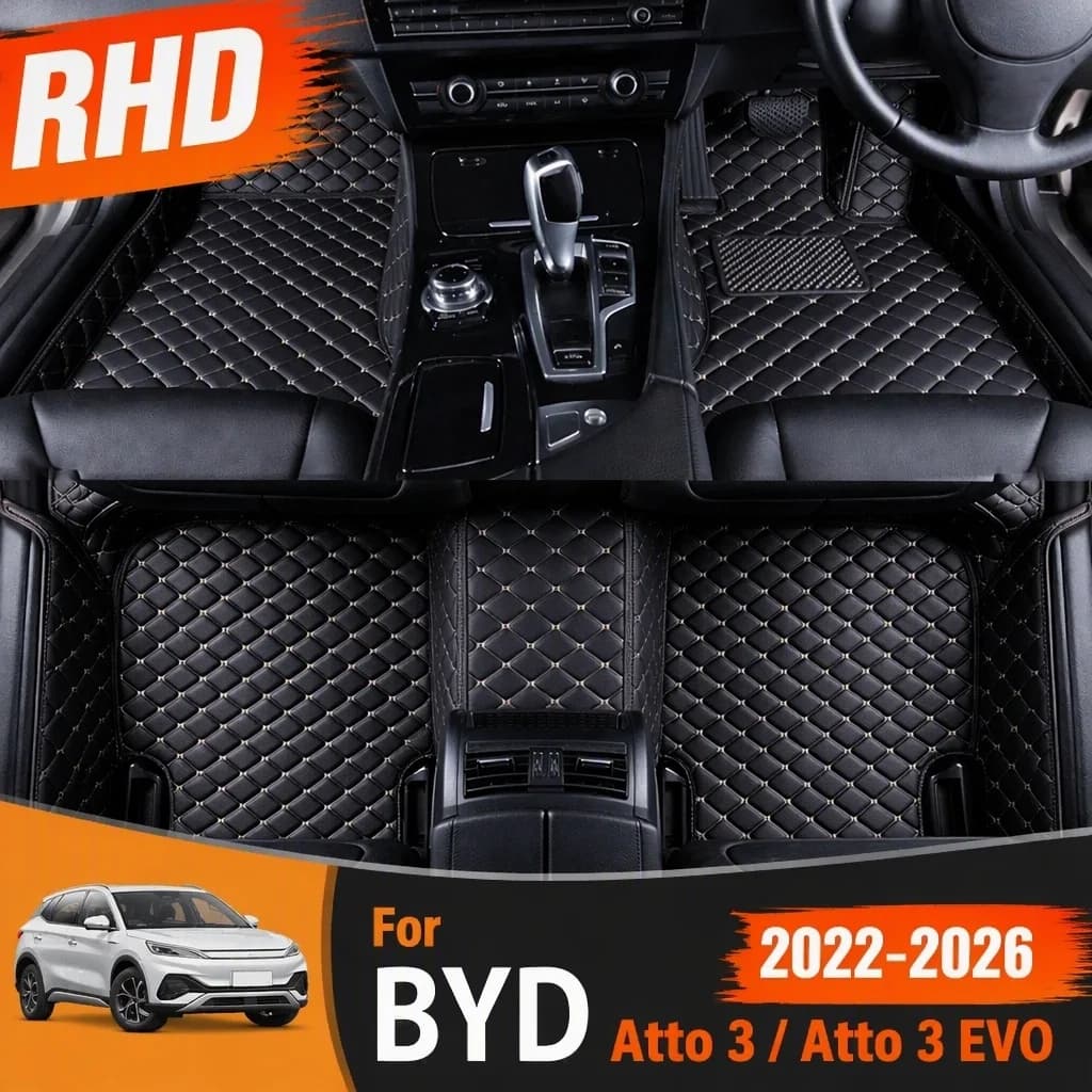 RHD Car Floor Mat For BYD Atto 3 Atto3 EVO 2022 2023 2024 2025 2026 Custom Leather Car Carpet Foot Pad Auto Interior Accessories
