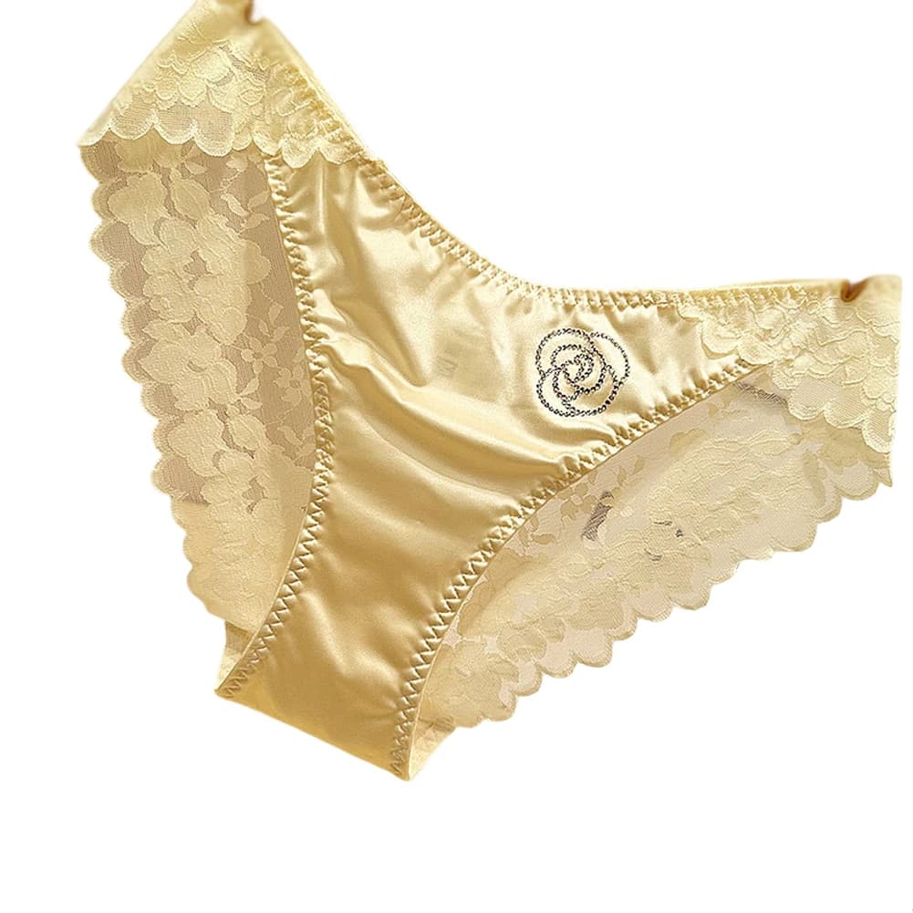Slip da donna a vita media senza cuciture, intimo traforato, slip in raso liscio con pizzo, lingerie erotica molto sexy.