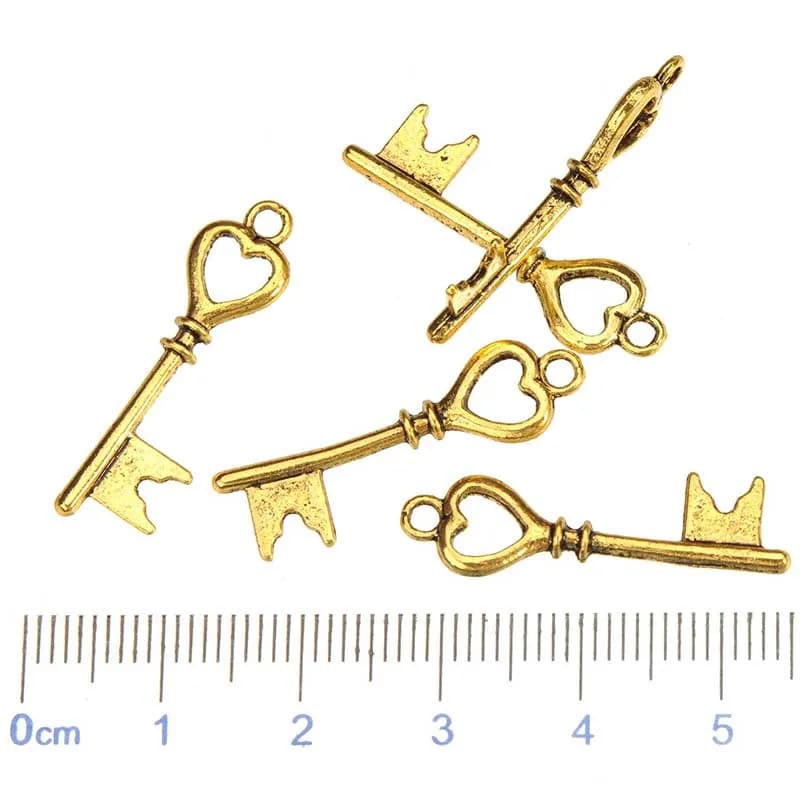 80pcs Charms Of Zinc Key Gold Metal Pendulum Handiwork Bracelets Necklaces Heart DIY Accessories Bijoux Supplies For Jewelry