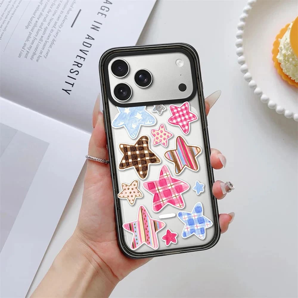 Splicing Stars Black Border Magnetic Phone Case Cover for IPhone 13 14 15 16 17 Pro Max Case for IPhone Air