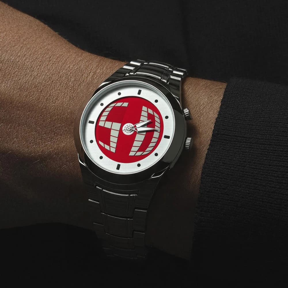 Orologio al Quarzo Blu Y2K con Lancette a Forma di Alieno, Display Doppio, Design Creativo in Acciaio Inossidabile, Orologio da Uomo per Affari, Design Dinamico, Orologio AAA