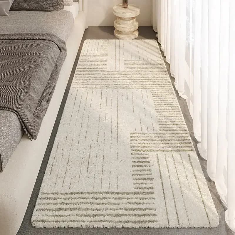 VIKAMA Updated Material Simple Lines Bedroom Bedside Tablet Living Room Bathroom Kitchen Non-slip washable carpet Mat House decorations