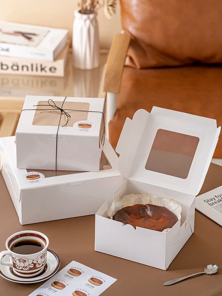 6 Inch Basque Cheese Cake Box Cheese Packaging Box Rock Baked Cheese Packing Box Sticker Pastry Packaging Box Kitchen Tool