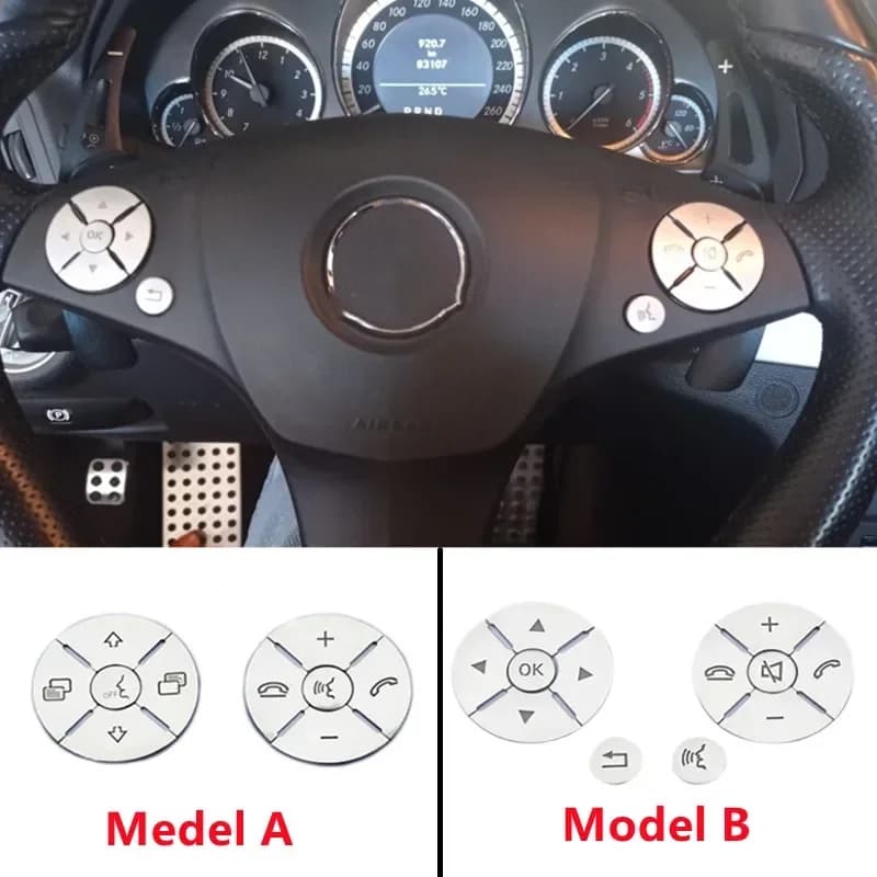 Car steering wheel Trim button switch Cover Wall decal Measuring Mercedes Benz AS GLK R ML GL CLS SLK Class W212 W204