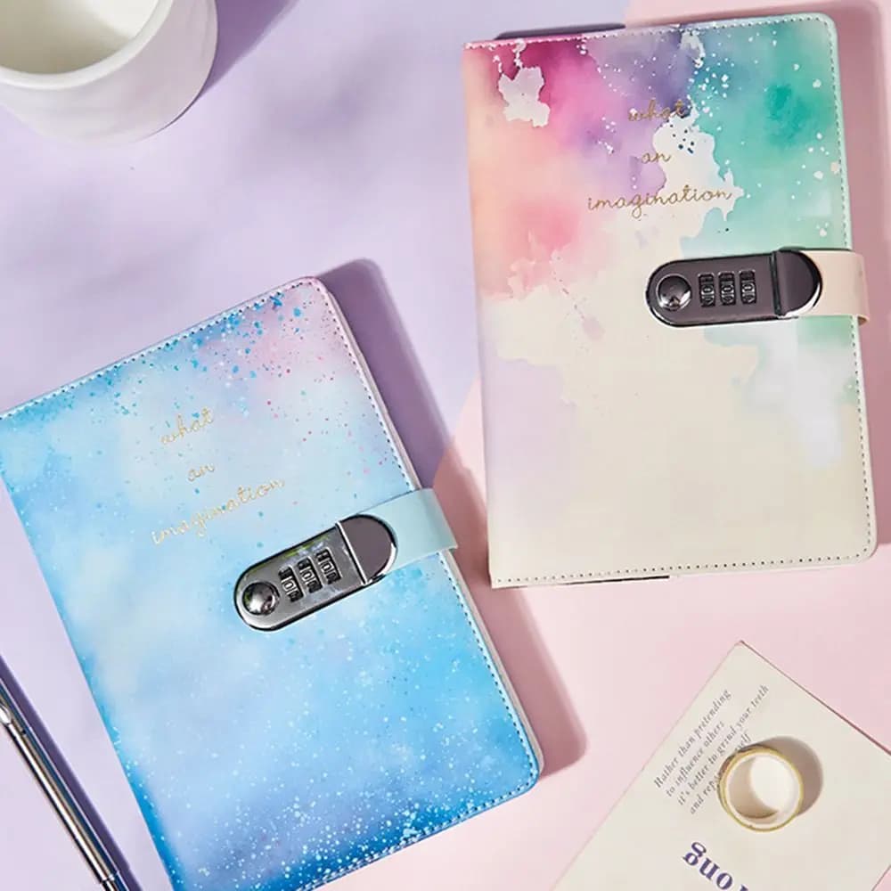 240 Pages A5 Journal Notebook Protecting Secrets PU Leather Password Book with Lock Thickened Waterproof Student Notepad Student