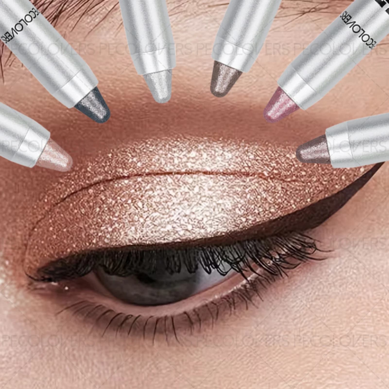 Fluorescent eye shadow pencil with glitter, stick glittering transparent eye shadow, 6 colors to choose from, bold eye makeup