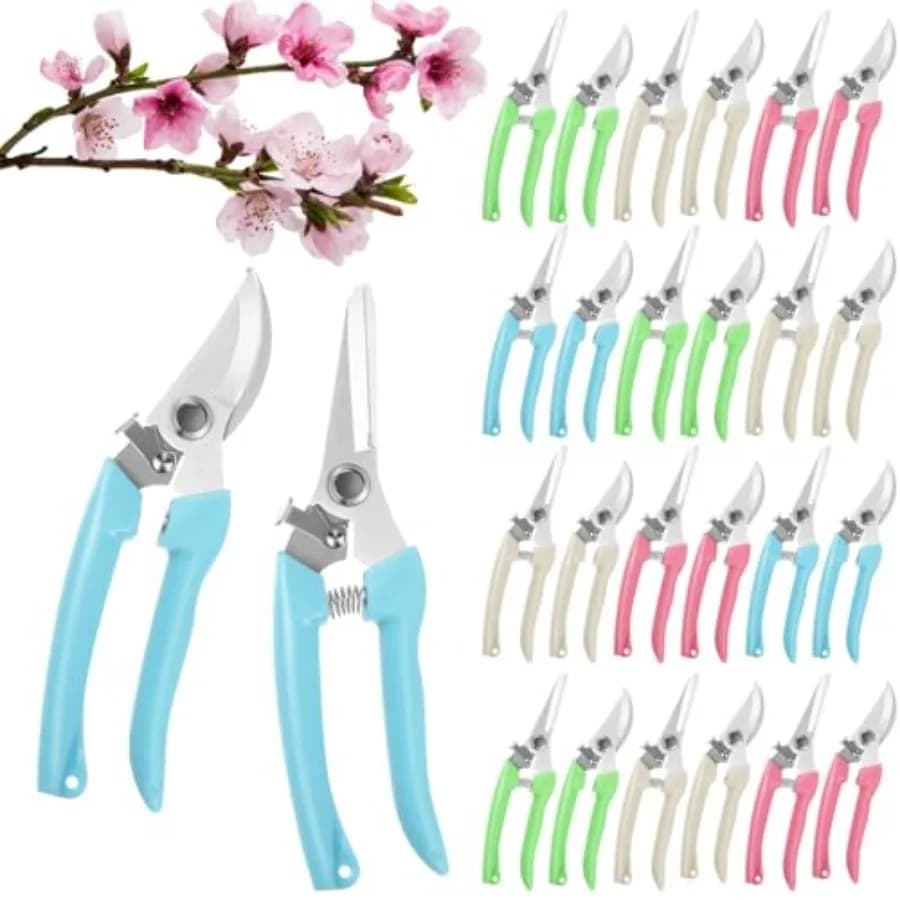 Set di 24 Forbici da Giardino per Fiori, Cesoie per Potatura, Forbici per Piante Resistenti, Troncarami Manuali per Giardinaggio