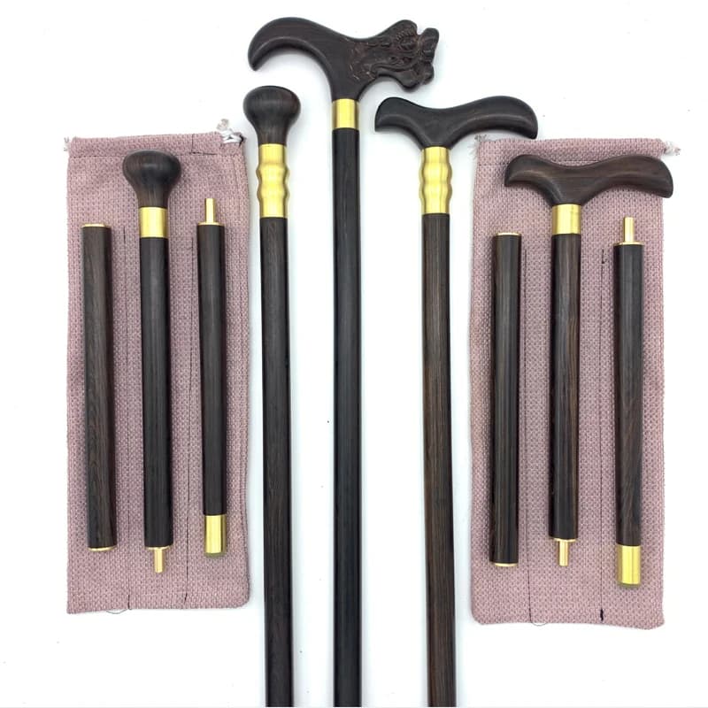 NUOVO Bastone da Trekking EDC per Esterni a Tre Sezioni Rimovibili in Legno di Ala di Pollo, Bastoni da Arrampicata, Strumento di Sicurezza