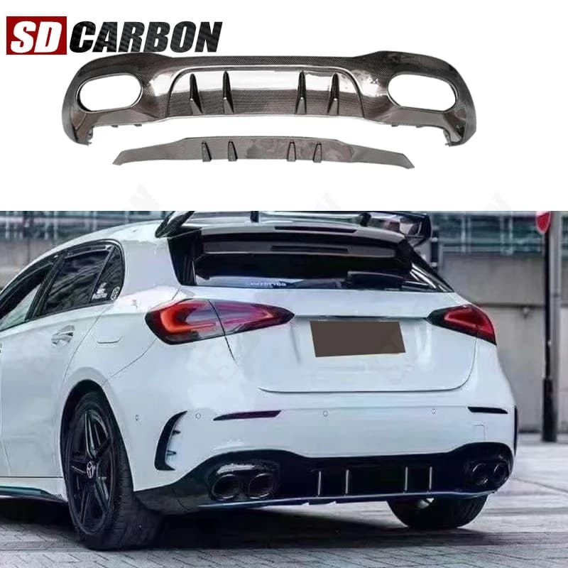 Diffusore Posteriore in Fibra di Carbonio per Mercedes Benz Classe A AMG W177 A45, Spoiler e Kit Carrozzeria