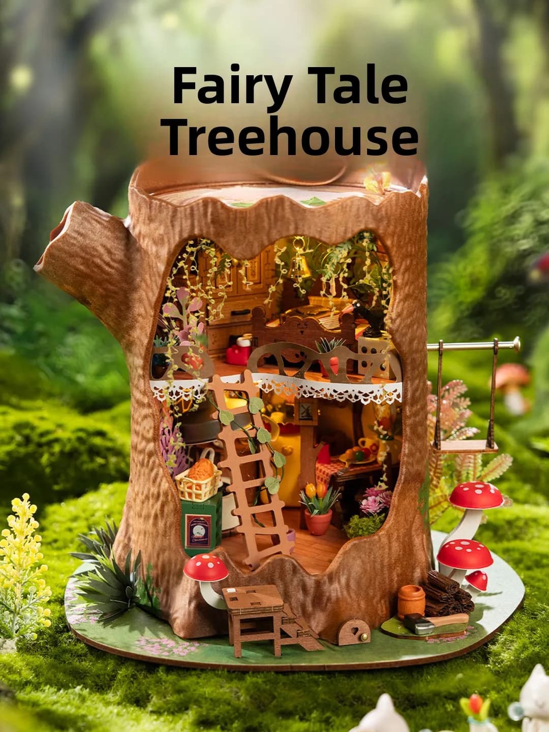 Rolife Casa sull'albero delle fiabe, modello in miniatura in legno fai da te, blocchi da costruzione creativi fatti a mano, regalo per ragazze, kit di montaggio