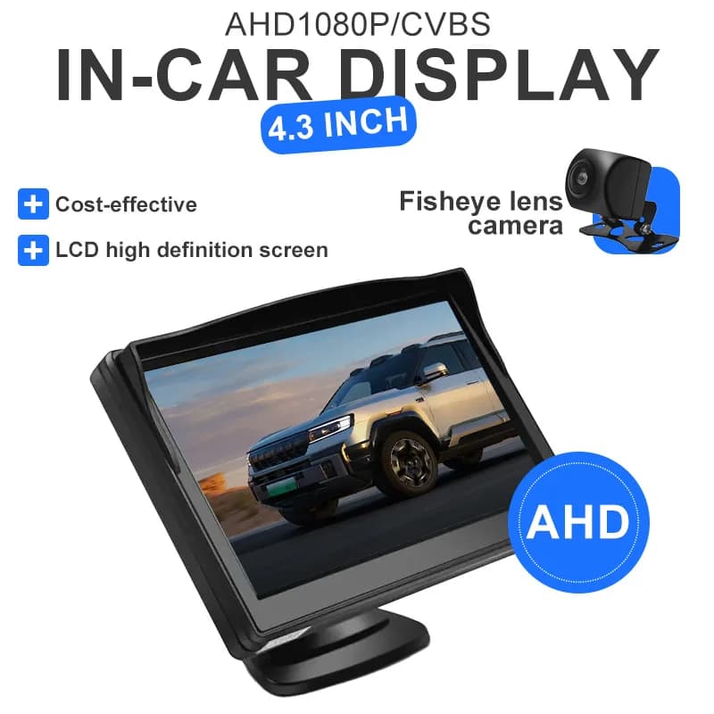 4.3" AHD 1080P Car Rearview Monitor - HD Backup Display for MPV/SUV/camion - Supports AHD/CVBS/ Cameras C